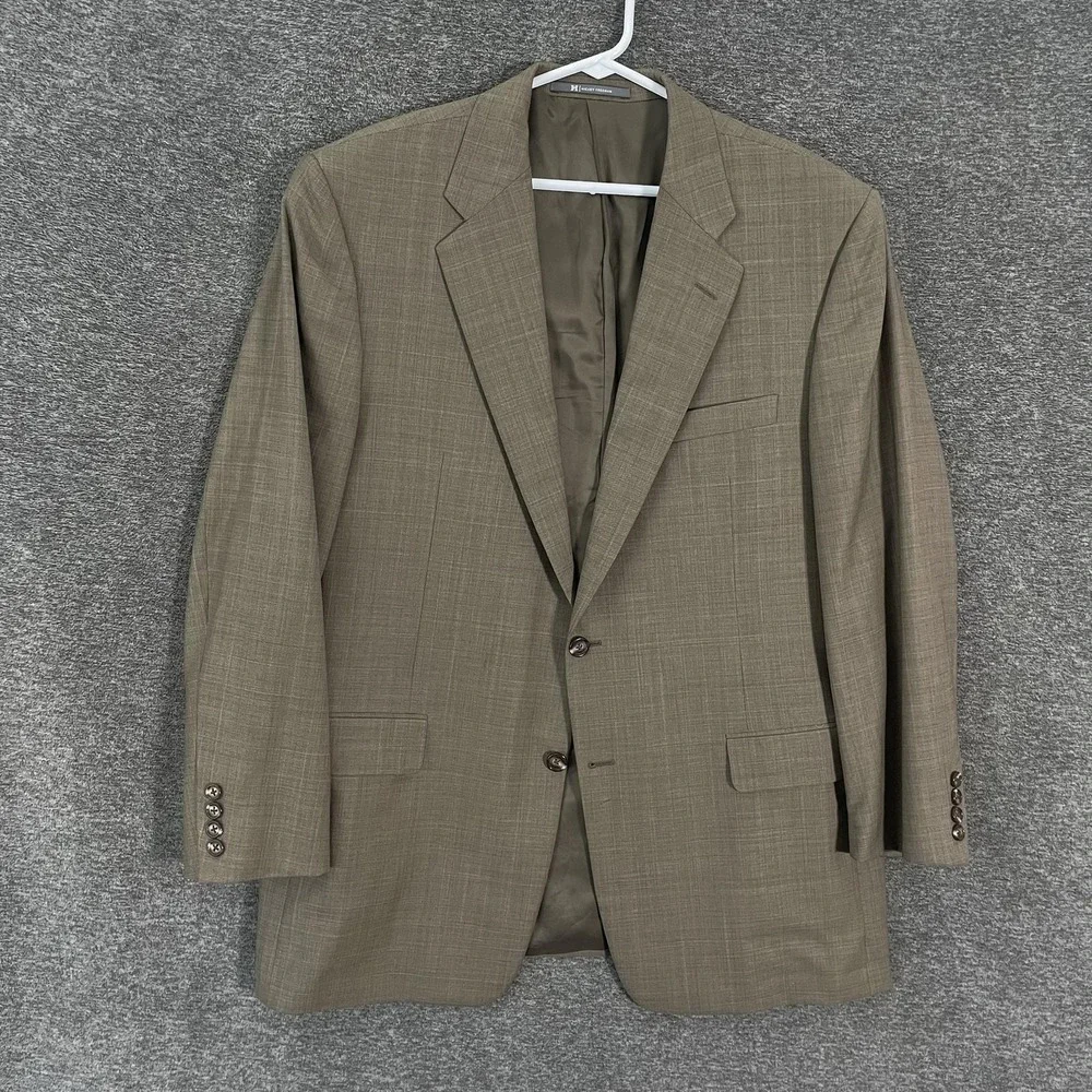 Lori Piana Suit Mens 43R Beige Plaid Wool 2 Pc 38x30 Hickey Freeman Nordstrom